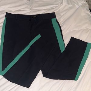 Banana Republic navy pants with green stripe